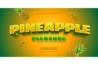 Pineapple editable text effect style vector