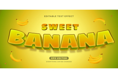 Editable Text Effect Sweet Banana Style in yellow and green color for