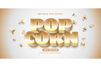 Pop Corn Editable Text effect Style in natural color for banner, signa