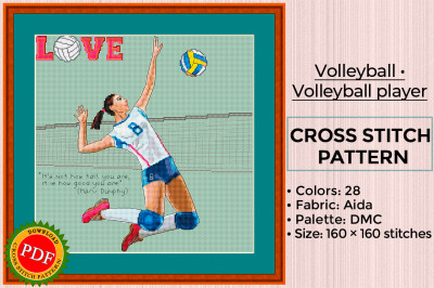 Volleyball Cross Stitch Pattern | Volleyball player
