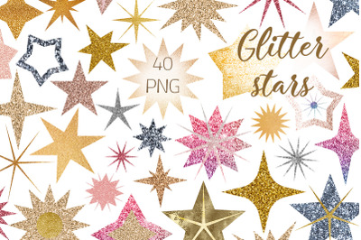 Star glitter collection. PNG clipart