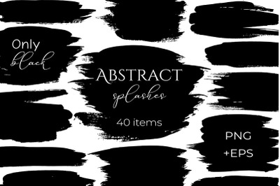 Black abstract brush strokes