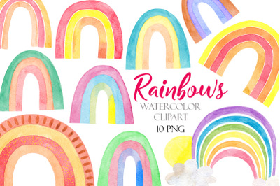 Simple watercolor rainbow clipart