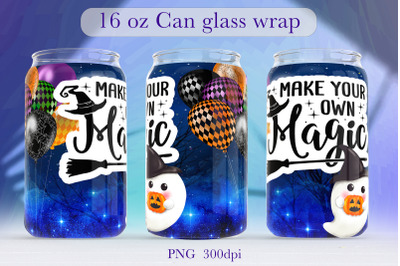 Halloween glass can wrap design Witch quote sublimation png