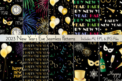 2023 Seamless New Year&#039;s Eve Patterns
