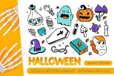 Halloween doodle vector elements