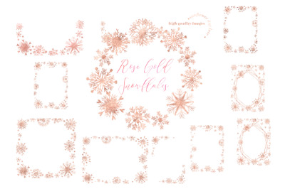 Rose Gold Winter Snowflakes Clipart