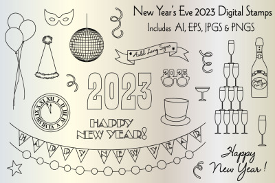 New Year&#039;s Eve 2023 Digital Stamps