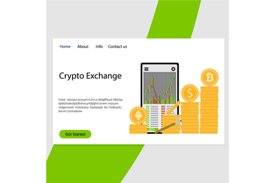 Crypro exchange landing page, currency market online to trading