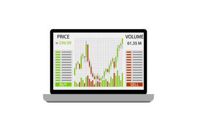 Graphic and chart to trade exchange on laptop, platform to trading