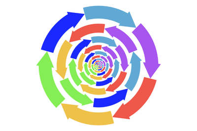 Spiral swirl arrow whirlpool and vortex. Motion circle round direction