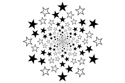 Black white firework with stars isolated on background