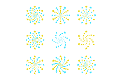 Yellow blue fireworks collection to celebrating new year christmas or