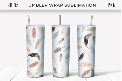 Watercolor Feathers Tumbler Wrap Sublimation