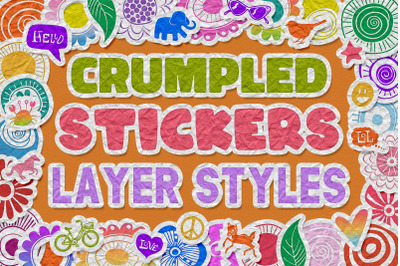 Crumpled Stickers Layer Styles