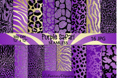 Purple Safari Animal Print Seamless Digital Paper
