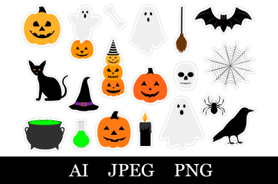 Halloween stickers PNG. Halloween stickers printable