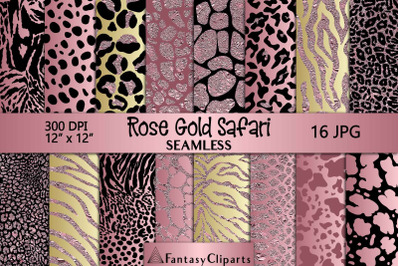 Rose Gold Safari Animal Print Seamless Digital Paper