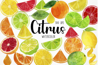 Watercolor Citrus Clipart, Fruit Slices Clipart, Summer Clipart, Juice