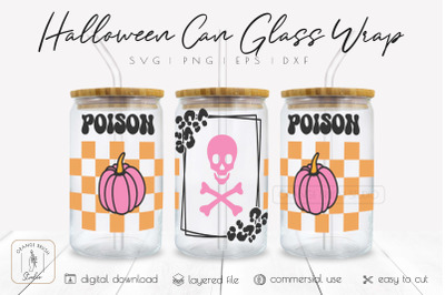 Halloween Poison Skull Potion Label Libbey Can Glass