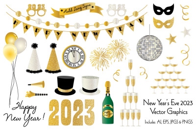 New Year&#039;s Eve 2023 Clipart Graphics