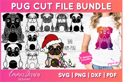 Pug SVG Bundle | Dog Zentangle Cut File Bundle