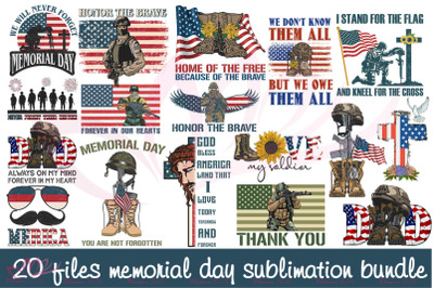 Memorial Day Sayings Sublimation Bundle