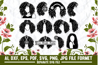 afro woman hair, woman hair, afro woman, hair, woman, monogram, afro g
