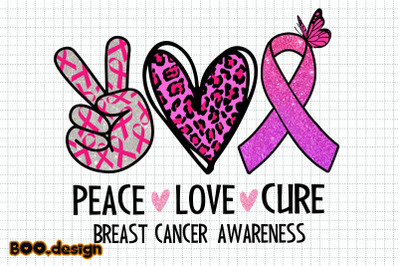 Peace Love Cure Breast Cancer Awareness Graphics