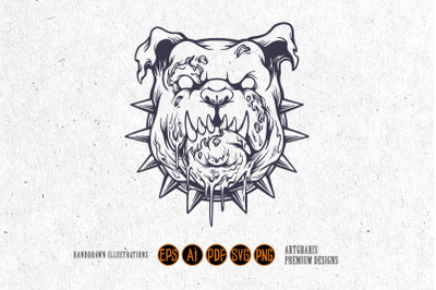 Silhouette angry bulldog head svg