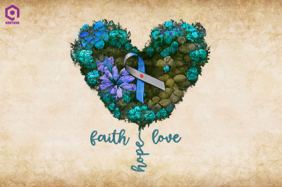 Hope Love Faith Diabetes Floral Heart