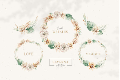 Watercolor boho flowers bouquets and wreathes Wedding digital Clip art
