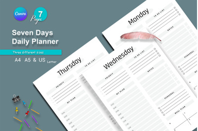 Printable Seven Days Daily Planner