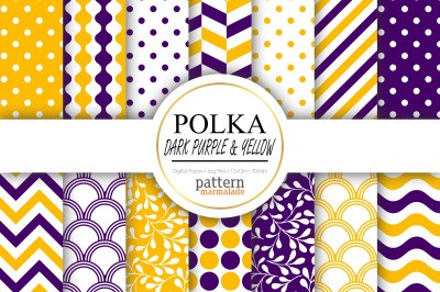 Polka Dark Purple And Yellow&nbsp;Digital Paper - BV090A