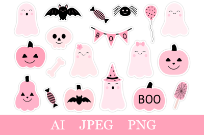 Cute Halloween stickers PNG. Halloween stickers printable