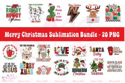 Merry Christmas Sublimation Bundle - 20 PNG