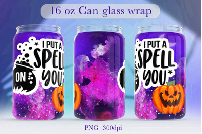 Halloween glass can wrap design Witch quote sublimation png