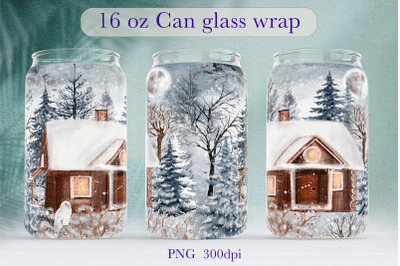 Winter glass can wrap Christmas libbey can sublimation png