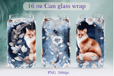 Winter glass can wrap Christmas libbey can sublimation png