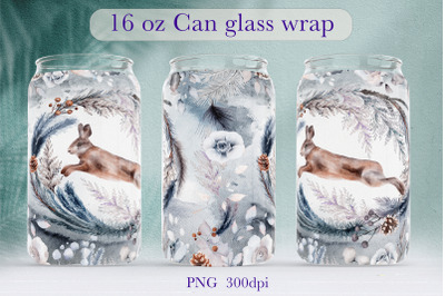 Winter glass can wrap Christmas libbey can sublimation png