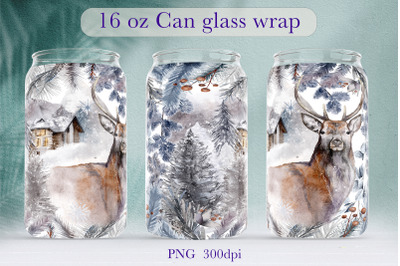 Winter glass can wrap Christmas libbey can sublimation png