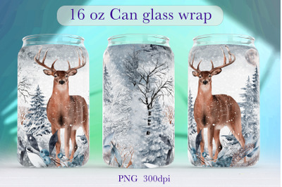 Winter glass can wrap Christmas libbey can sublimation png