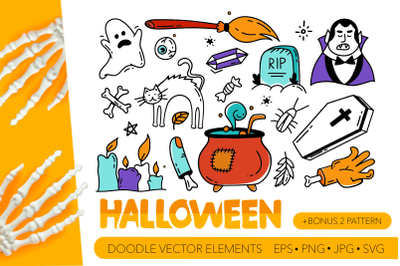 Halloween doodle vector elements