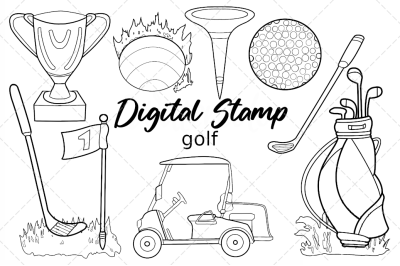 Golf digital stamp png svg eps vector file