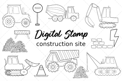 Construction site digital stamp png svg eps vector file