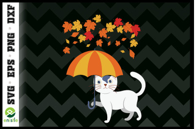 Autumn Leaves With Cat Autumn SVG