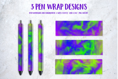 Purple Green Abstract Pen Wrap Sublimation or Waterslide