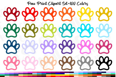 Paw Print Clipart, Dog Cat Pet Paw Print Planner Clipart Set