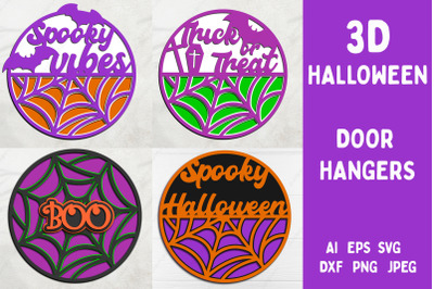 3d halloween bundle, Halloween round sign, Spooky sign svg