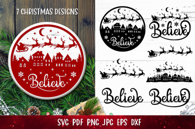 Believe SVG | Santa Sleigh SVG| Believe Door Hanger